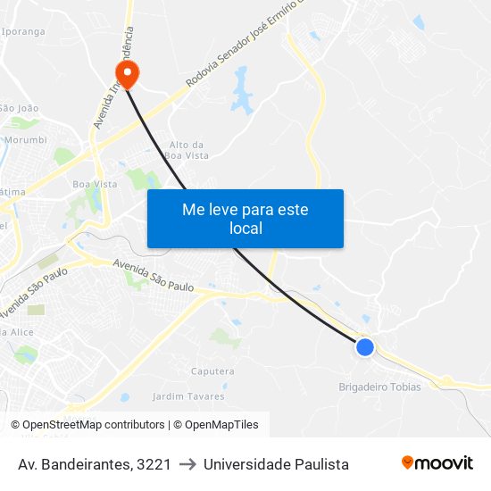 Av. Bandeirantes, 3221 to Universidade Paulista map