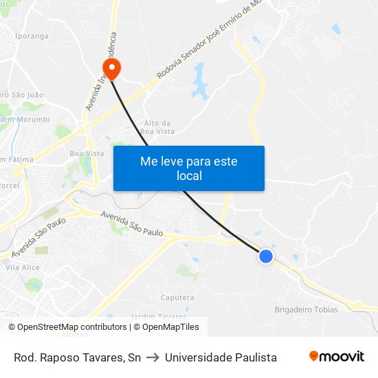 Rod. Raposo Tavares, Sn to Universidade Paulista map