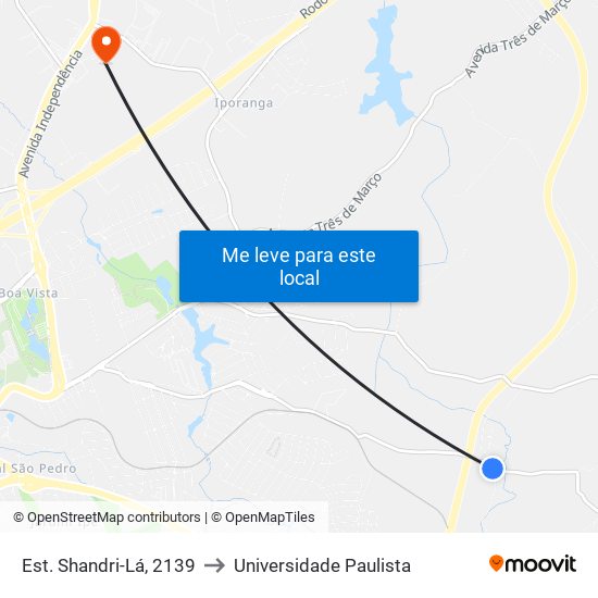 Est. Shandri-Lá, 2139 to Universidade Paulista map