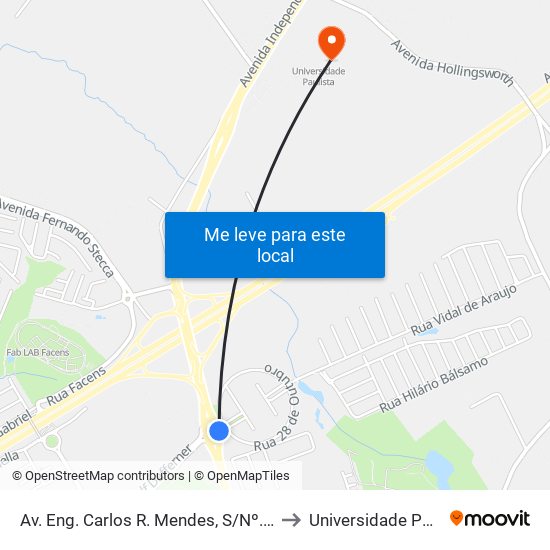 Av. Eng. Carlos R. Mendes, S/Nº.  ""Fórum"" to Universidade Paulista map