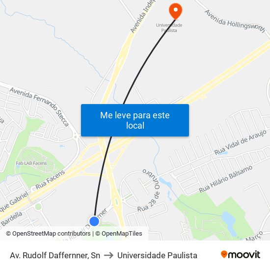 Av. Rudolf Daffernner, Sn to Universidade Paulista map