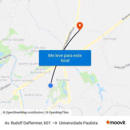 Av. Rudolf Daffernner, 601 to Universidade Paulista map