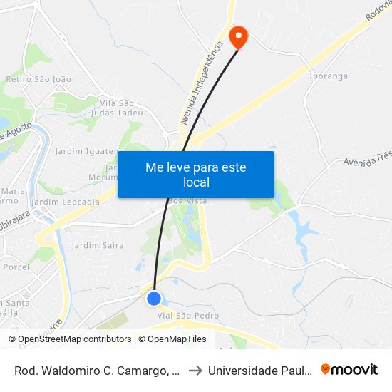 Rod. Waldomiro C. Camargo, S/Nº to Universidade Paulista map
