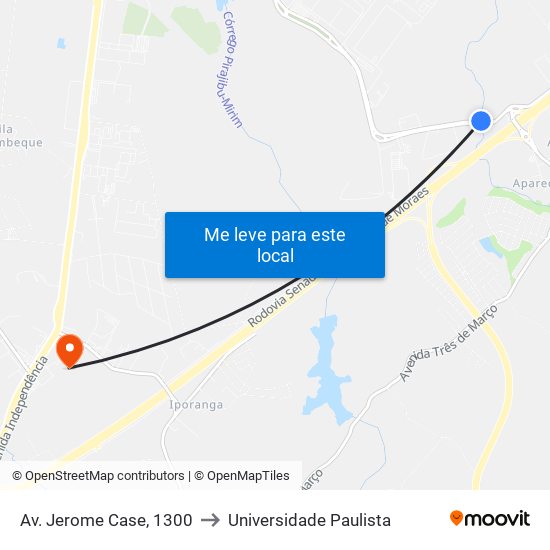 Av. Jerome Case, 1300 to Universidade Paulista map