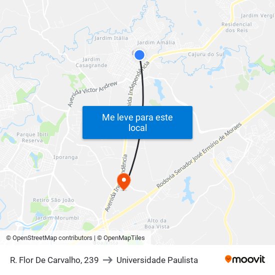 R. Flor De Carvalho, 239 to Universidade Paulista map