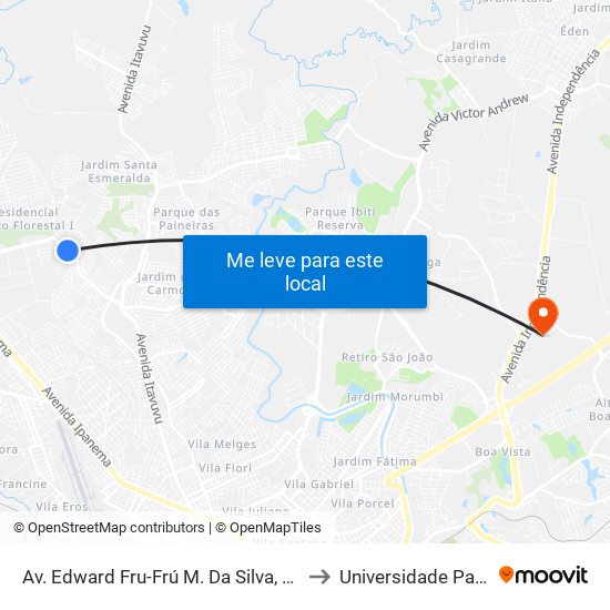 Av. Edward Fru-Frú M. Da Silva, Nº 1121. to Universidade Paulista map