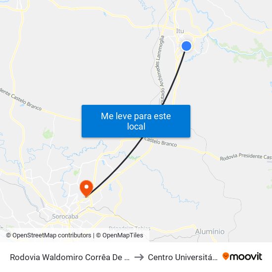 Rodovia Waldomiro Corrêa De Camargo, 2-144 to Centro Universitário Facens map