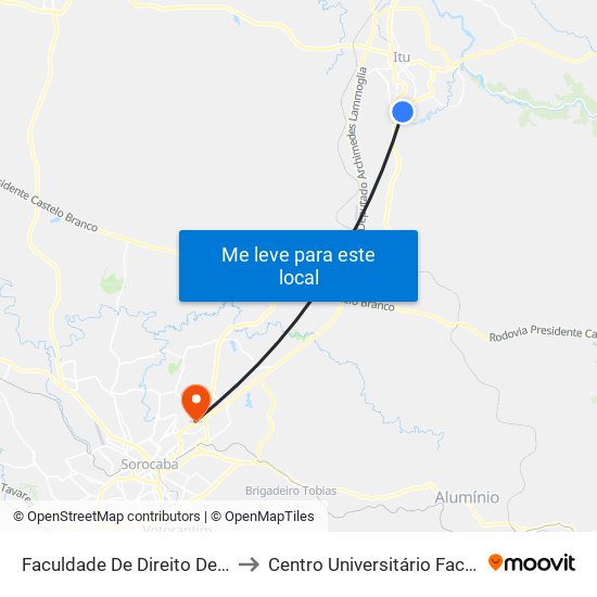 Faculdade De Direito De Itu to Centro Universitário Facens map