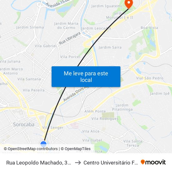 Rua Leopoldo Machado, 333-459 to Centro Universitário Facens map