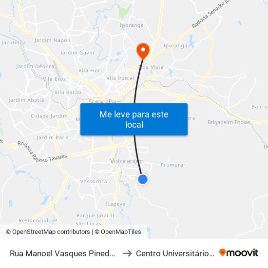 Rua Manoel Vasques Pineda, 280-382 to Centro Universitário Facens map