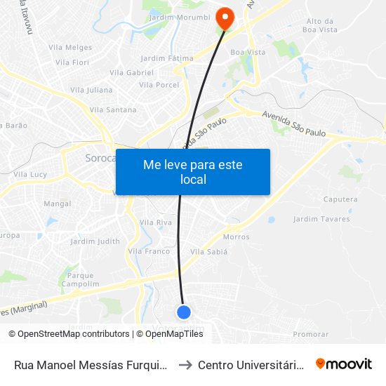 Rua Manoel Messías Furquim, 109-165 to Centro Universitário Facens map