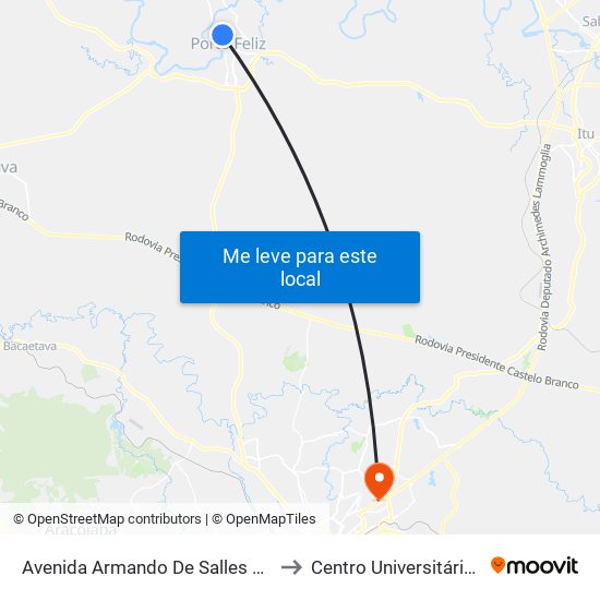 Avenida Armando De Salles Oliveira, 383 to Centro Universitário Facens map
