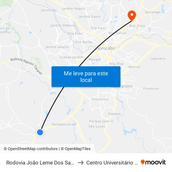 Rodovia João Leme Dos Santos, 555 to Centro Universitário Facens map