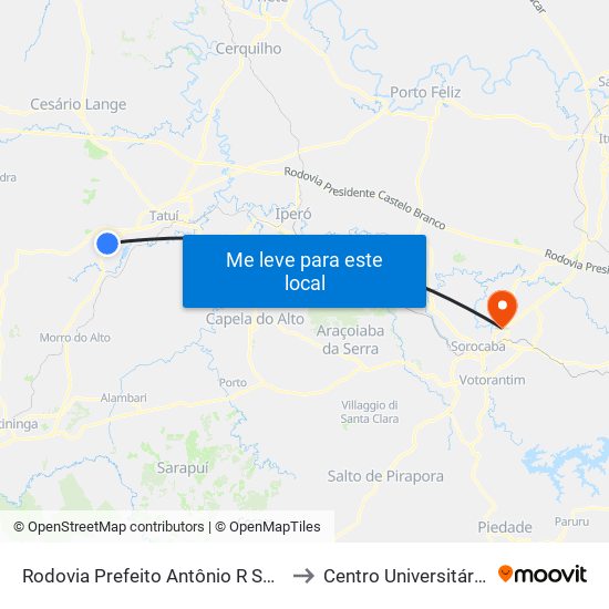 Rodovia Prefeito Antônio R Schincariol, 246 to Centro Universitário Facens map