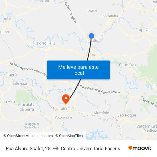 Rua Álvaro Scalet, 28 to Centro Universitário Facens map