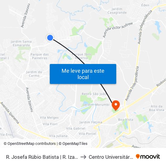 R. Josefa Rúbio Batista | R. Izaura Lima Bono to Centro Universitário Facens map