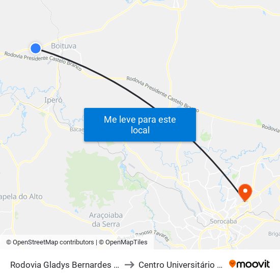 Rodovia Gladys Bernardes Minhoto to Centro Universitário Facens map