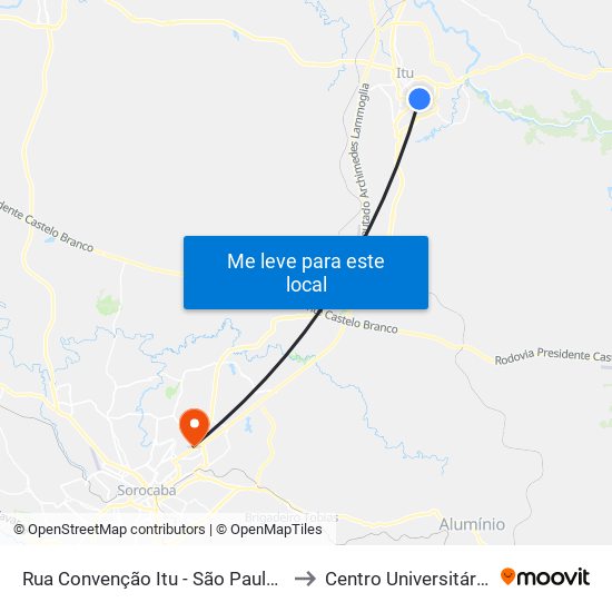 Rua Convenção Itu - São Paulo 13303 Brasil to Centro Universitário Facens map