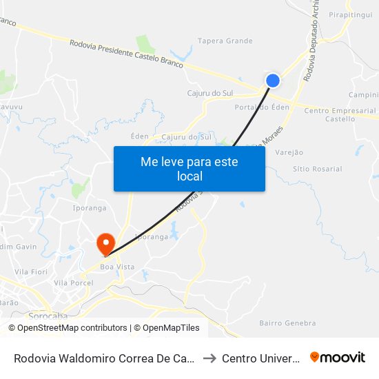 Rodovia Waldomiro Correa De Camargo Itu - São Paulo Brasil to Centro Universitário Facens map