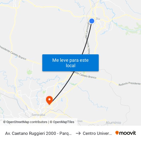 Av. Caetano Ruggieri 2000 - Parque Res. Mayard Itu - SP Brasil to Centro Universitário Facens map