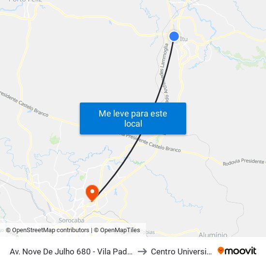 Av. Nove De Julho 680 - Vila Padre Bento Itu - SP Brasil to Centro Universitário Facens map