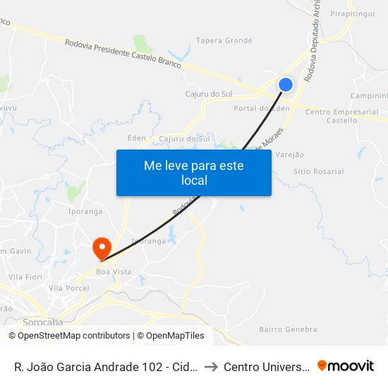 R. João Garcia Andrade 102 - Cidade Nova I Itu - SP Brasil to Centro Universitário Facens map