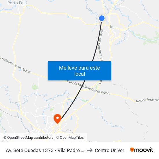 Av. Sete Quedas 1373 - Vila Padre Bento Itu - SP 13328-300 Brasil to Centro Universitário Facens map