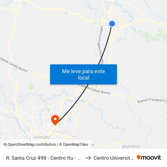 R. Santa Cruz 498 - Centro Itu - SP 13300-100 Brasil to Centro Universitário Facens map
