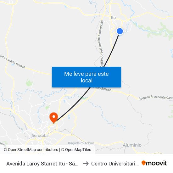 Avenida Laroy Starret Itu - São Paulo Brasil to Centro Universitário Facens map