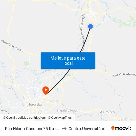 Rua Hilário Candiani 75 Itu - SP Brasil to Centro Universitário Facens map