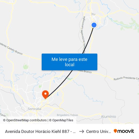 Avenida Doutor Horácio Kiehl 887 - Parque Industrial Itu - SP 13309-600 Brasil to Centro Universitário Facens map