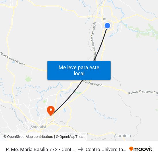 R. Me. Maria Basília 772 - Centro Itu - SP Brasil to Centro Universitário Facens map