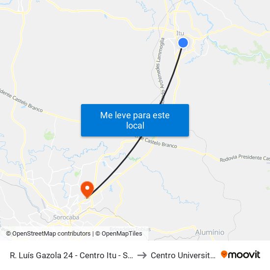 R. Luís Gazola 24 - Centro Itu - SP 13300-053 Brasil to Centro Universitário Facens map