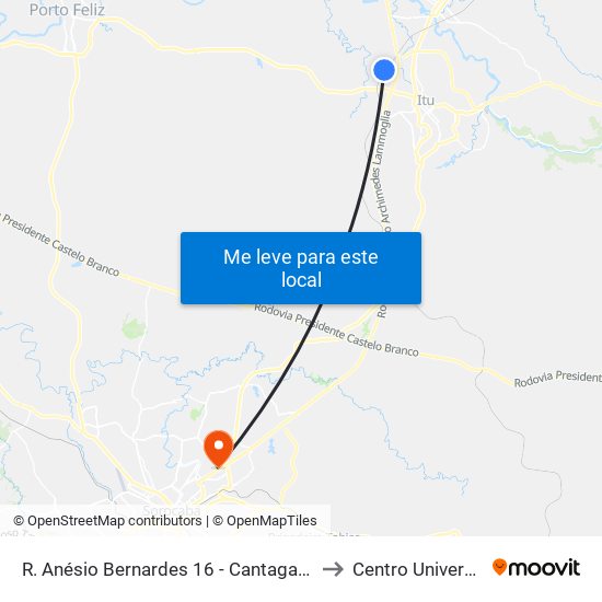 R. Anésio Bernardes 16 - Cantagalo Itu - SP 13328-300 Brasil to Centro Universitário Facens map