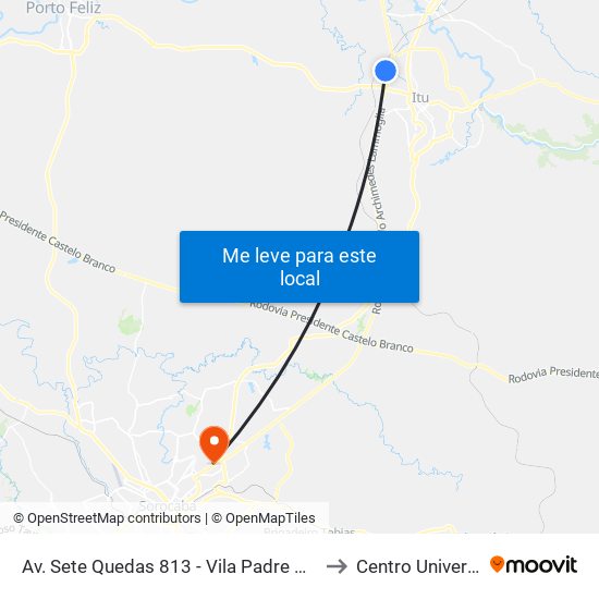 Av. Sete Quedas 813 - Vila Padre Bento Itu - SP 13328-300 Brasil to Centro Universitário Facens map