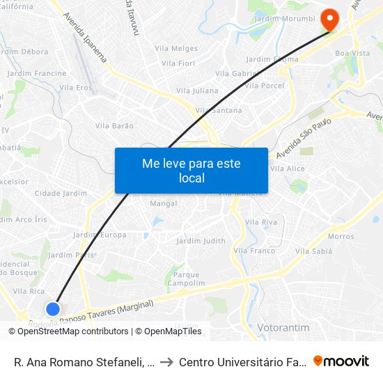 R. Ana Romano Stefaneli, S/Nº to Centro Universitário Facens map