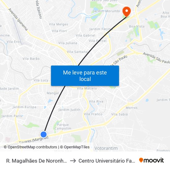 R. Magalhães De Noronha, 52 to Centro Universitário Facens map