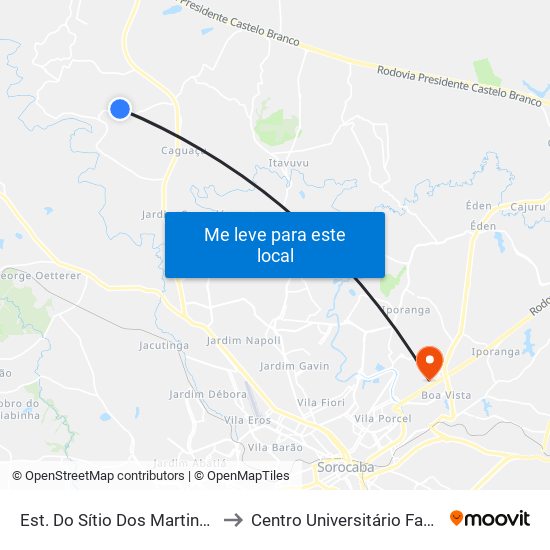 Est. Do Sítio Dos Martins, Sn to Centro Universitário Facens map