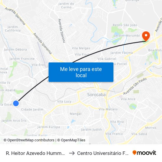 R. Heitor Azevedo Hummel, 440 to Centro Universitário Facens map