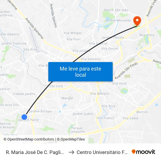 R. Maria José De C. Pagliato, 53 to Centro Universitário Facens map