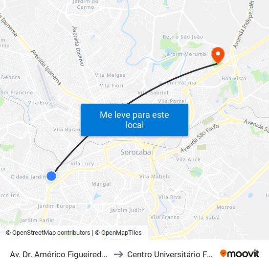 Av. Dr. Américo Figueiredo, 344 to Centro Universitário Facens map