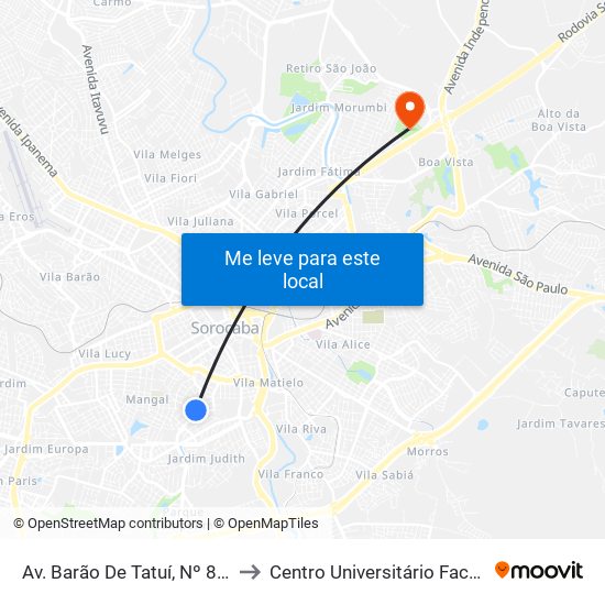 Av. Barão De Tatuí, Nº 859. to Centro Universitário Facens map