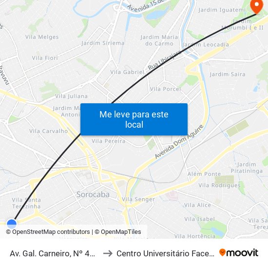 Av. Gal. Carneiro, Nº 430. to Centro Universitário Facens map