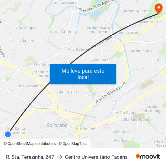 R. Sta. Terezinha, 247 to Centro Universitário Facens map