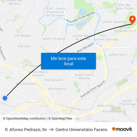 R. Afonso Pedrazzi, Sn to Centro Universitário Facens map