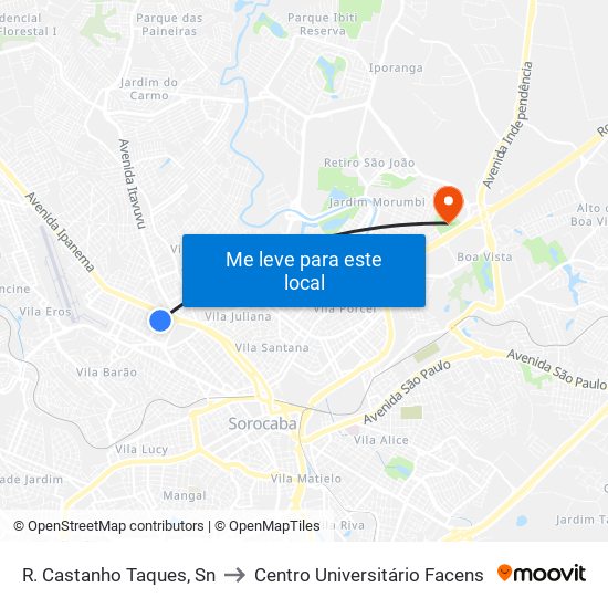 R. Castanho Taques, Sn to Centro Universitário Facens map