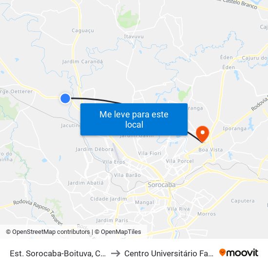 Est. Sorocaba-Boituva, Cx. 19 to Centro Universitário Facens map