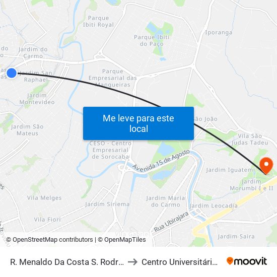 R. Menaldo Da Costa S. Rodrigues, 445 to Centro Universitário Facens map