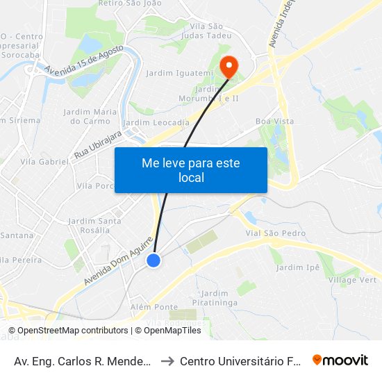 Av. Eng. Carlos R. Mendes, 476 to Centro Universitário Facens map