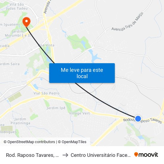 Rod. Raposo Tavares, Sn to Centro Universitário Facens map